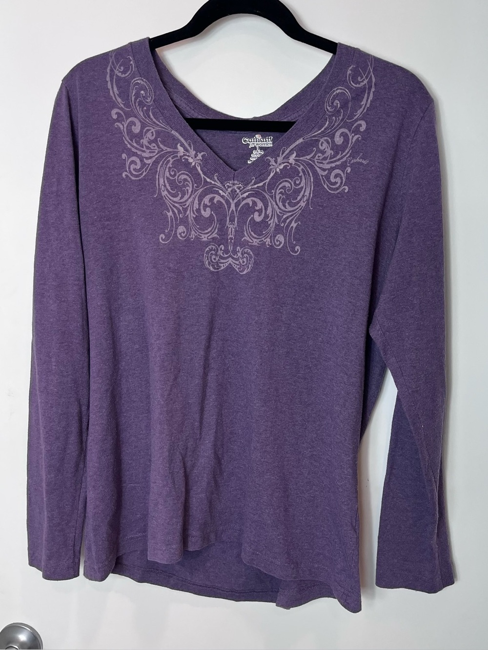 Carhartt Lavender Purple Long Sleeve V-neck Shirt Fleur De Lis Sigilism Graphic